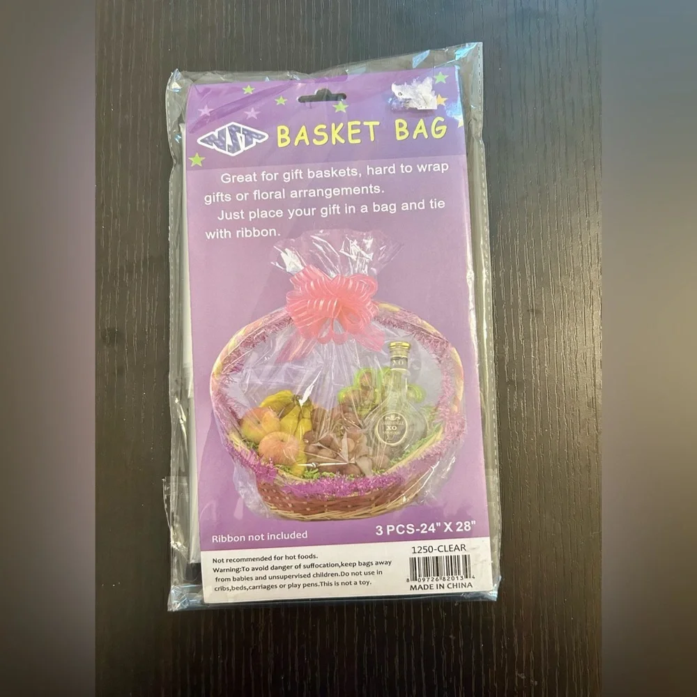 Lot of 13 Clear Cellophane Bags Basket Bags Cello Gift Bags in Various Sizes